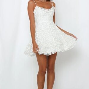 Hello Molly White Spaghetti Strap Floral Mini Dress